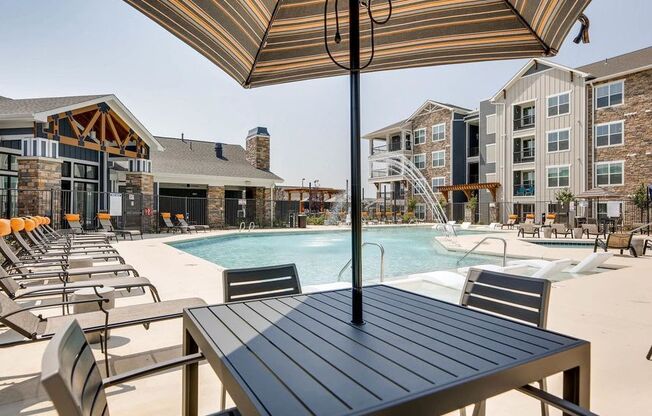 The Ranch at First Creek Apartments Shaded Seating Area by Swimming Pool