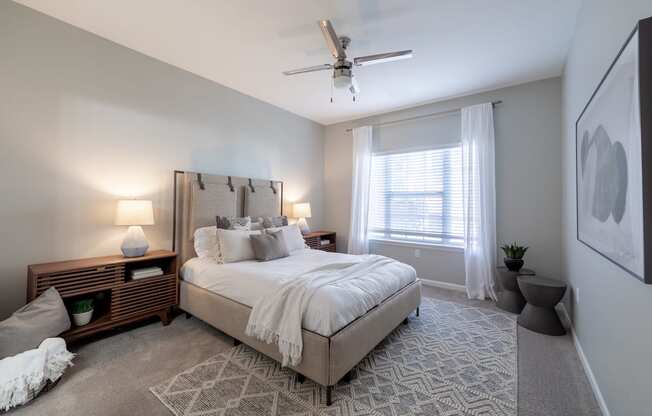 Beautiful Bright Bedroom With Wide Windows at The Village on Spring Mill, Carmel, IN, 46032