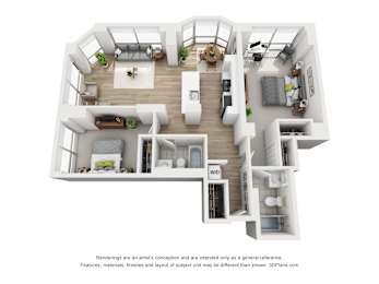 2 beds, 2 baths, 1,149 sqft, $3,780