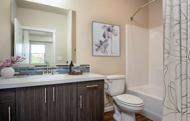 a bathroom with a sink toilet and a shower