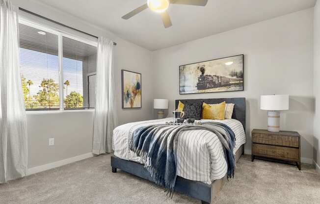 Bedroom at V on Broadway Apartments in Tempe AZ November 2020 (6)