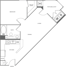 1 bed, 1 bath, 630 sqft, $2,087