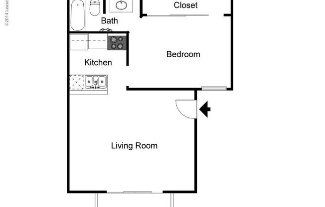 1 bed, 1 bath, 477 sqft, $1,200