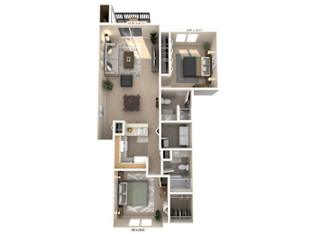 2 beds, 2 baths, 1,015 sqft, $1,621