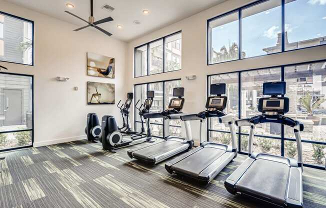 Premium fitness center with cardio equipment at EOS in Orlando, FL
