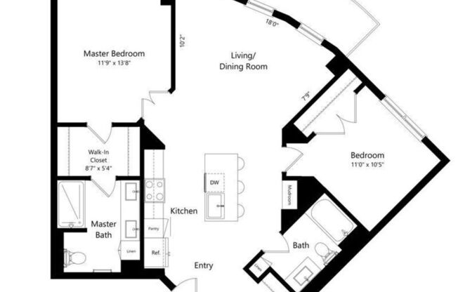 2 beds, 2 baths, 1,087 sqft, $2,156