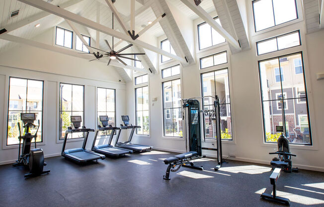 the gym atrium at the preserve at polk apartments