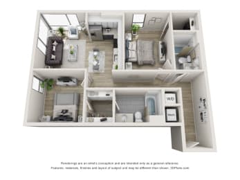 2 beds, 2 baths, 938 sqft, $2,069