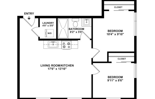 2 beds, 1 bath, 572 sqft, $2,525