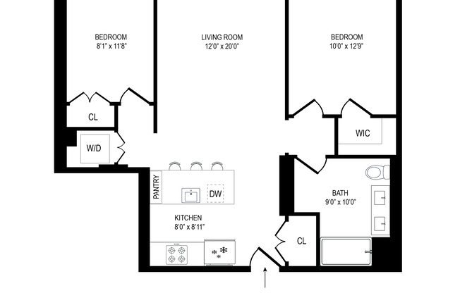 2 beds, 1 bath, 844 sqft, $5,500, Unit S3G