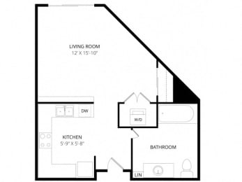 Studio, 1 bath, 438 sqft, $1,350