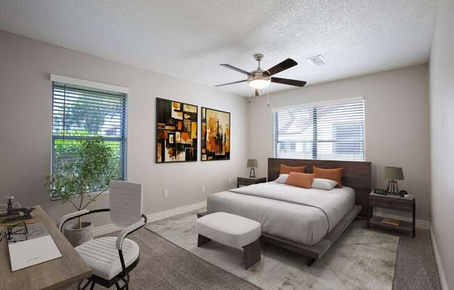 Bedroom at Orange Tree Village Apartments in Tucson Arizona