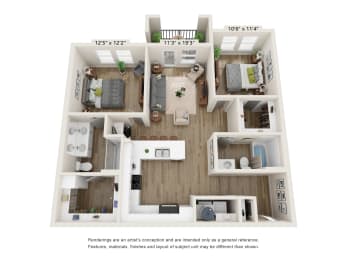 2 beds, 2 baths, 1,101 sqft, $1,811
