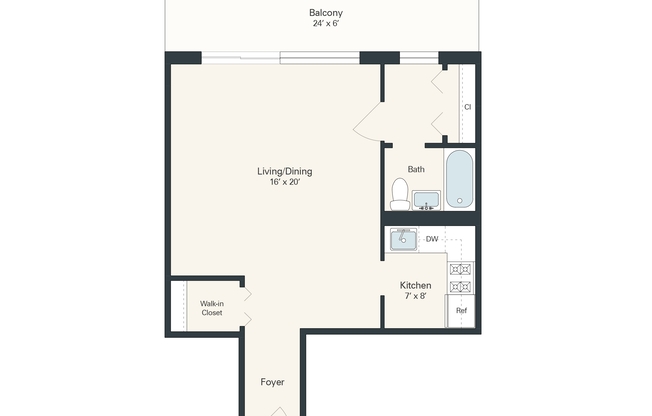 Studio, 1 bath, 541 sqft, $1,131