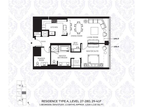 1 bed, 2 baths, 1,020 sqft, $5,500, Unit 31F