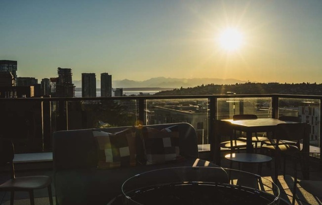 Take in the sunsets over mountains and views of the city of Seattle