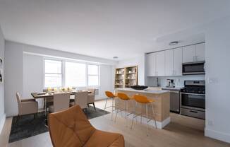 model open concept kitchen and dining area