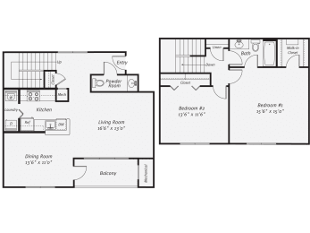 2 beds, 1.5 baths, 1,330 sqft, $3,637