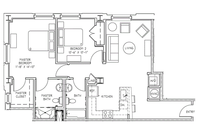 2 beds, 2 baths, 996 sqft, $1,895