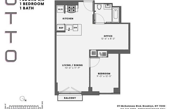1 bed, 1 bath, $4,450, Unit 505