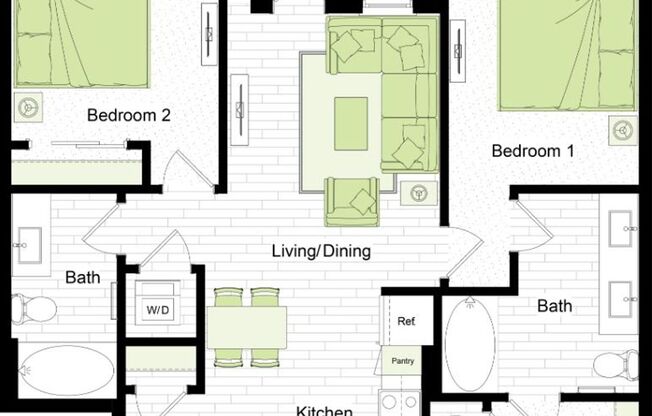 2 beds, 1 bath, 910 sqft, $1,576, Unit 3310