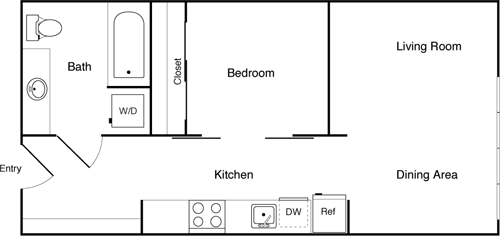 1 bed, 1 bath, 501 sqft, $2,033, Unit 410