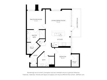 2 beds, 2 baths, 1,098 sqft, $3,406