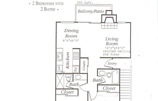 2 beds, 2 baths, 950 sqft, $1,595, Unit 1111