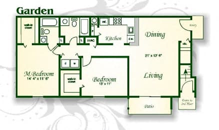 2 beds, 2 baths, 1,074 sqft, $1,401