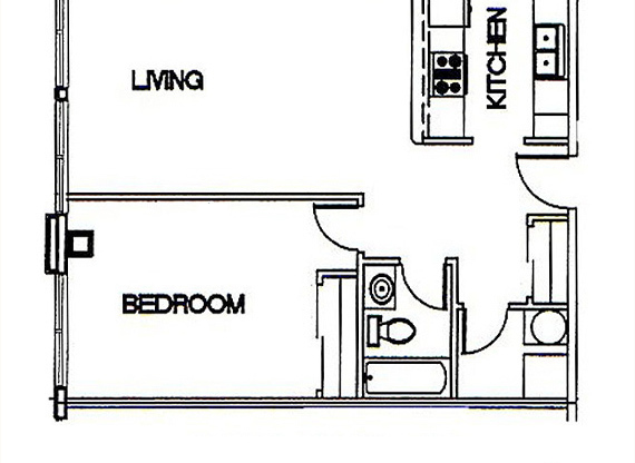 1 bed, 1 bath, 734 sqft, $1,426, Unit 105