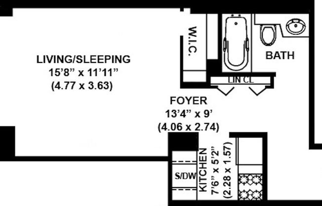Studio, 1 bath, 372 sqft, $3,100, Unit 3L