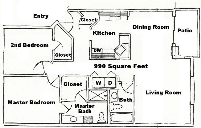 2 beds, 2 baths, 990 sqft, $1,335, Unit 102