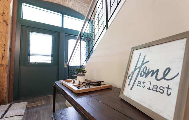 A framed sign that says