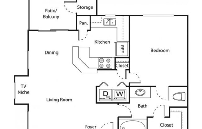 1 bed, 1 bath, 706 sqft, $1,381