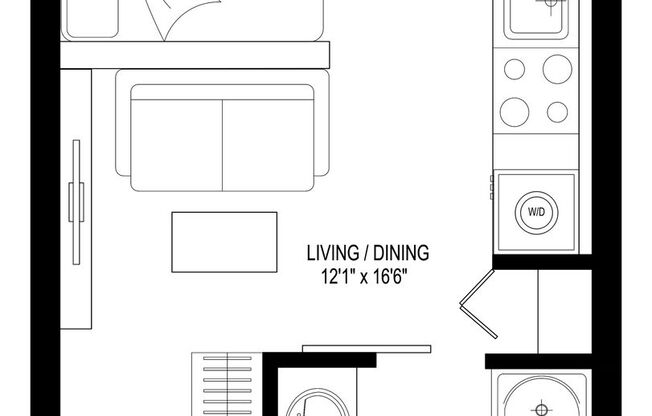 Studio, 1 bath, 254 sqft, $1,245, Unit 409
