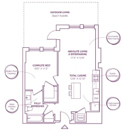 1 bed, 1 bath, 622 sqft, $2,708