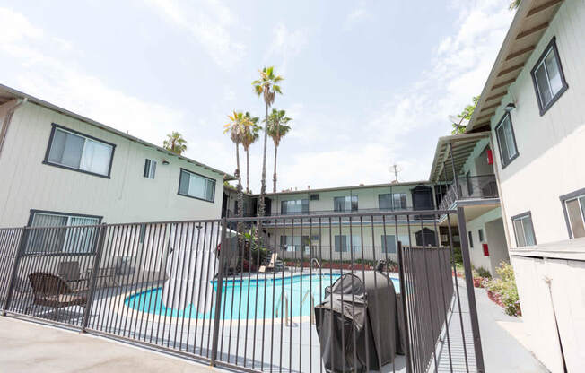 side view of pool's seating area