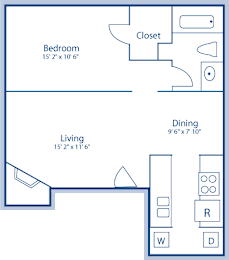1 bed, 1 bath, 641 sqft, $724