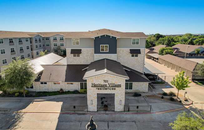 an aerial view of the village apartments building