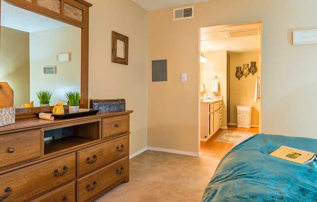 Rio Vista spacious bedroom with natural lighting and carpet flooring 