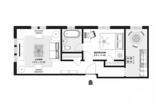 1 bed, 1 bath, 460 sqft, $850, Unit 302