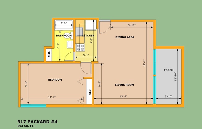 1 bed, 1 bath, 693 sqft, $1,750, Unit 04