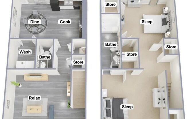 2 beds, 1.5 baths, 1,122 sqft, $900