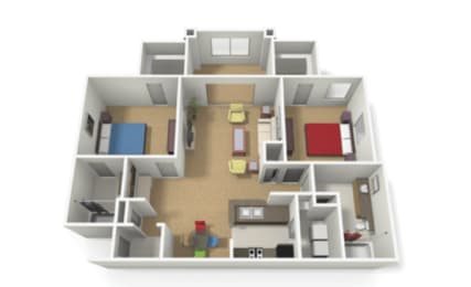 2 beds, 2 baths, 1,202 sqft, $1,491