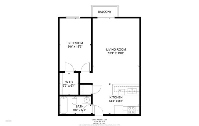 1 bed, 1 bath, 680 sqft, $1,170