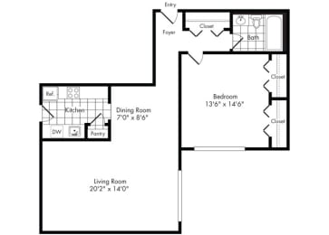 1 bed, 1 bath, 800 sqft, $2,011