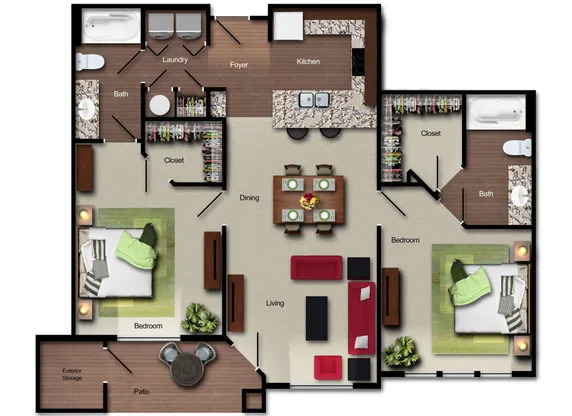 2 beds, 2 baths, 1,033 sqft, $1,799