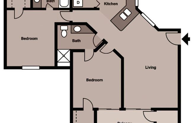2 beds, 2 baths, 1,033 sqft, $1,570, Unit 721-209