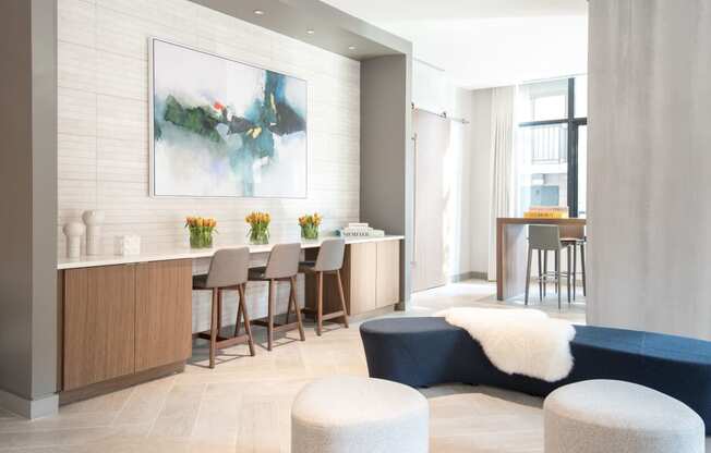 Clubhouse Kitchen Breakfast Bar with Stools at Berkshire 15, Washington, DC