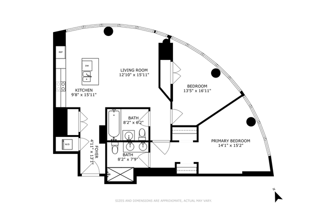 2 beds, 2 baths, 1,091 sqft, $7,500, Unit 12C